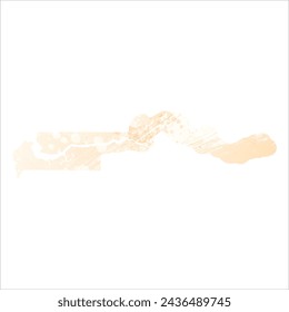 High detailed vector map. Gambia. Watercolor style. Biscuit color. Pastel yellow color.