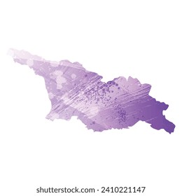 High detailed vector map. Georgia. Watercolor style. Amethyst purple color.