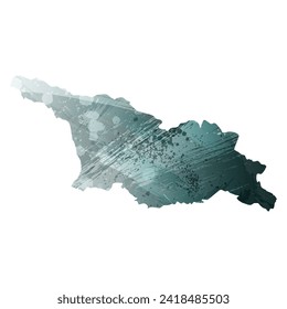 High detailed vector map. Georgia. Watercolor style. Aspid gray color. Green-gray deep color.