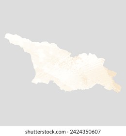High detailed vector map. Georgia. Watercolor style. Banana color. Pastel yellow color.
