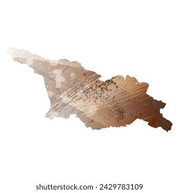 High detailed vector map. Georgia. Watercolor Style. Beige and brown color.