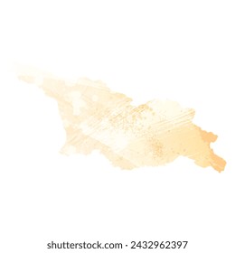 High detailed vector map. Georgia. Watercolor style. Yellow color.