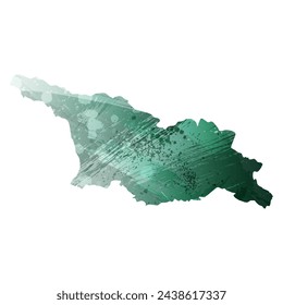 Mapa vectorial detallado. Georgia. Estilo acuarela. Color verde turquesa.