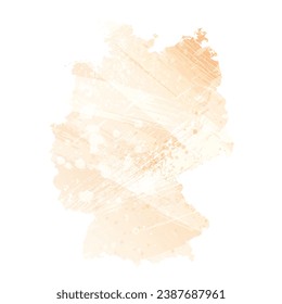 High detailed vector map. Germany. Watercolor Style. Apricot delicate color.