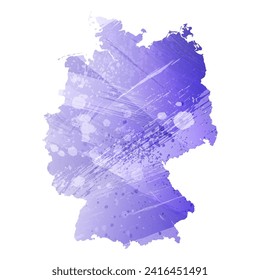 High detailed vector map. Germany. Watercolor style. Aspid blue color. A violet, delicate, pastel color.