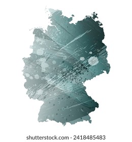 High detailed vector map. Germany. Watercolor style. Aspid gray color. Green-gray deep color.
