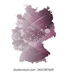 Mapa vectorial detallado alto. Alemania. Estilo acuarela. Color de berenjena. Color púrpura pastel.