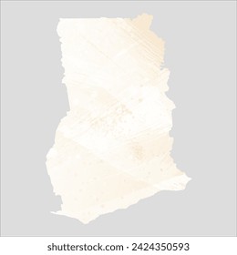 High detailed vector map. Ghana. Watercolor style. Banana color. Pastel yellow color.
