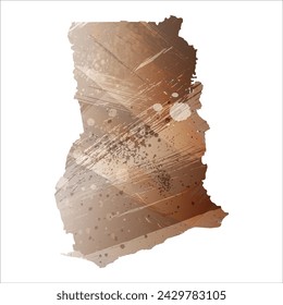 High detailed vector map. Ghana. Watercolor Style. Beige and brown color.