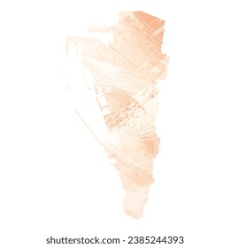 High detailed vector map. Gibraltar. Watercolor style. Apricot color.
