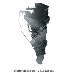 High detailed vector map. Gibraltar. Watercolor style. Anthracite gray. Dark gray. Black color.