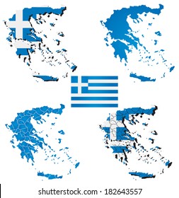 High detailed vector map Greece with flag