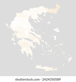High detailed vector map. Greece. Watercolor style. Banana color. Pastel yellow color.
