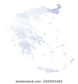High detailed vector map. Greece. Watercolor style. Periwinkle color. Pastel lilac color. Delicate purple.
