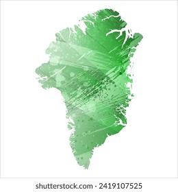 Mapa vectorial detallado alto. Groenlandia. Estilo acuarela. Color verde. Salacioso color esmeralda.