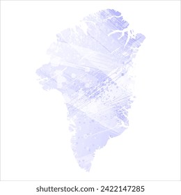 High detailed vector map. Greenland. Watercolor style. Periwinkle color. Delicate lilac color. Pastel purple.