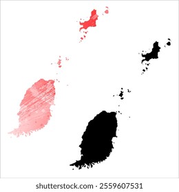 High detailed vector map. Grenada.