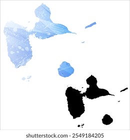 High detailed vector map. Guadeloupe.