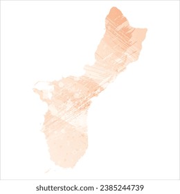 Mapa vectorial detallado alto. Guam. Estilo acuarela. Color del icono.