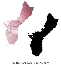Mapa de Vector detallado. Guam.