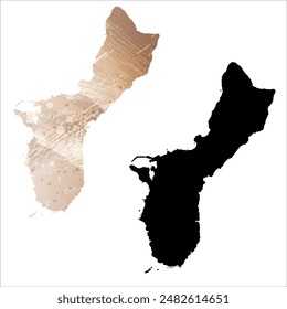 Detaillierte Karte der Vektorgrafik. Guam.