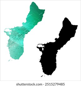 Alto mapa de Vector detallado. Guam.