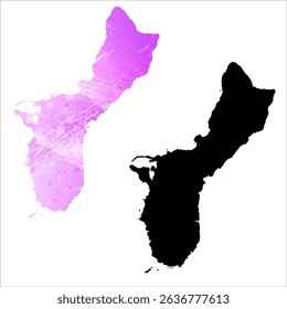 High detailed vector map. Guam.