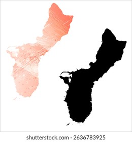High detailed vector map. Guam.