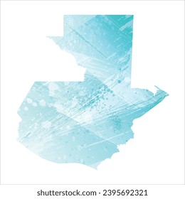 High detailed vector map. Guatemala. Watercolor style. Aquamarine blue color.