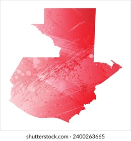 High detailed vector map. Guatemala. Watercolor Style. Alizarin red color.