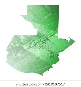 High detailed vector map. Guatemala. Watercolor style. Green color. Salacious emerald color.