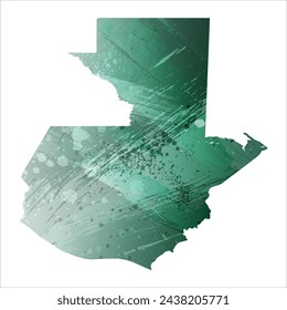 High detailed vector map. Guatemala. Watercolor style. Turquoise green color.