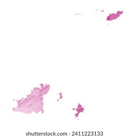Hohe detaillierte Vektorkarte. Guernsey. Aquarell. Amaranth hellkirschrosa Farbe.
