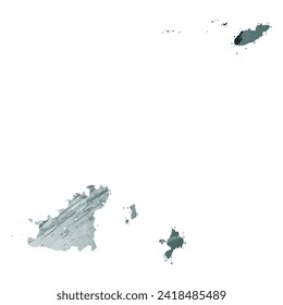 High detailed vector map. Guernsey. Watercolor style. Aspid gray color. Green-gray deep color.