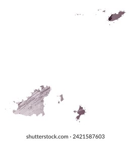 High detailed vector map. Guernsey. Watercolor style. Eggplant color. Pastel purple color.