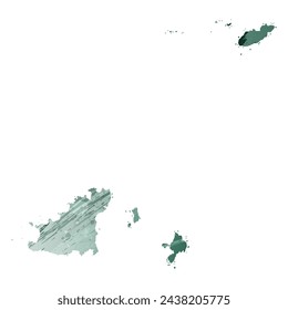 High detailed vector map. Guernsey. Watercolor style. Turquoise green color.