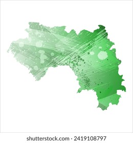 High detailed vector map. Guinea. Watercolor style. Green color. Salacious emerald color.