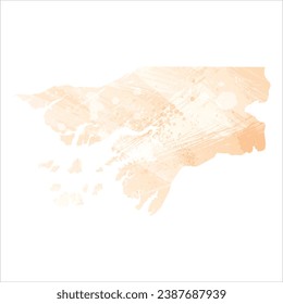High detailed vector map. Guinea-Bissau. Watercolor Style. Apricot delicate color.