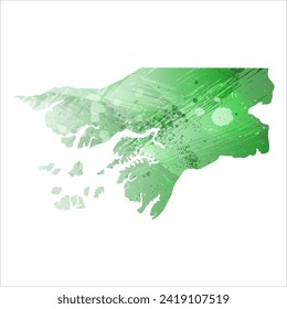 High detailed vector map. Guinea-Bissau. Watercolor style. Green color. Salacious emerald color.