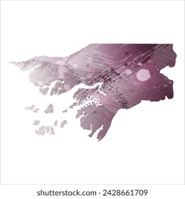 High detailed vector map. Guinea-Bissau. Watercolor style. Eggplant color. Pastel purple color.