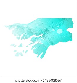 High detailed vector map. Guinea-Bissau. Watercolor style. Turquoise color. Bright blue color.