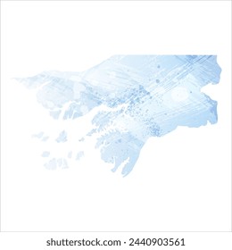High detailed vector map. Guinea-Bissau. Watercolor style. Pale cornflower. Blue color.