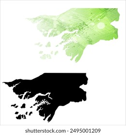 Detaillierte Karte der Vektorgrafik. Guinea-Bissau.
