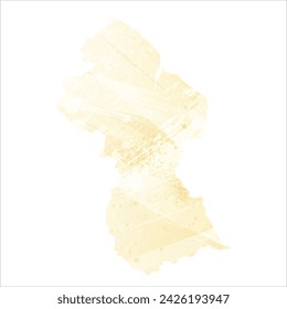 High detailed vector map. Guyana. Watercolor style. Banana color. Pastel yellow. Delicate yellow.