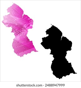 High detailed vector map. Guyana.