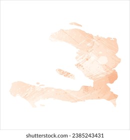 High detailed vector map. Haiti. Watercolor style. Apricot color.