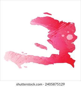 High detailed vector map. Haiti. Watercolor style. Amaranth red color.