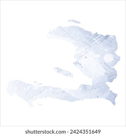 High detailed vector map. Haiti. Watercolor style. Periwinkle color. Pastel lilac color. Delicate purple.