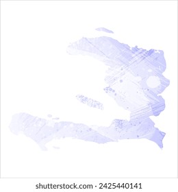 High detailed vector map. Haiti. Watercolor style. Periwinkle color. Delicate lilac color. Pastel purple.