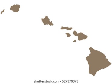 High detailed vector map of Hawaii